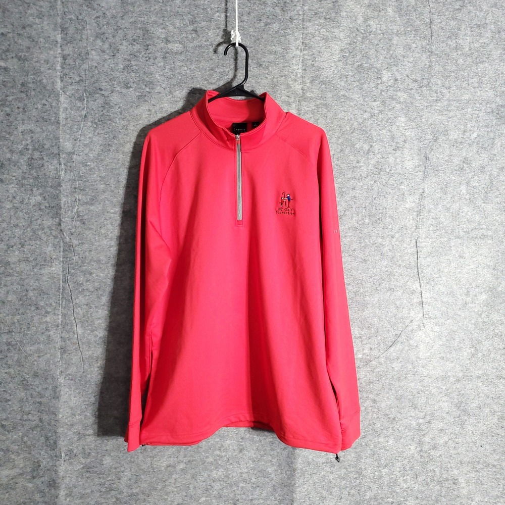 Dunning Golf Pullover Men L Red 1/4 Zip Long Sleeve NJ Foundation Athletic Solid